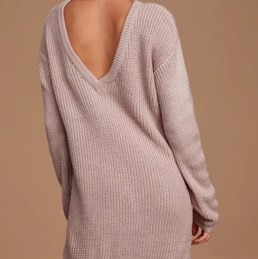 Lulu’s XS Bringing Sexy Back Mauve Backless Sweater Dress